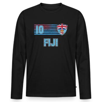 Fiji - Men's Premium Organic Long Sleeve Shirt - black - Front - Nico (187cm)