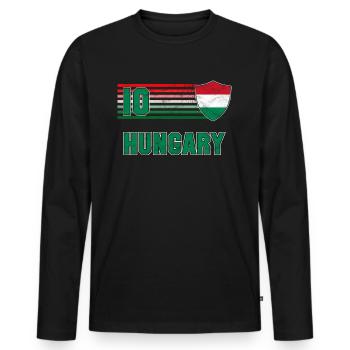 Hungary - Men's Premium Organic Long Sleeve Shirt - black - Front - Nico (187cm)