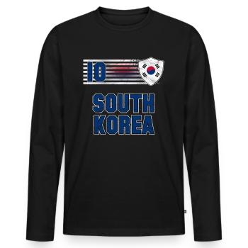 Corée du Sud - T-shirt manches longues Premium bio Homme - noir - Devant - Nico (187cm)