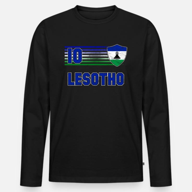 Lesotho - Männer Premium Bio Langarmshirt - Schwarz