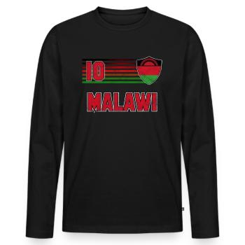 Malawi - Men's Premium Organic Long Sleeve Shirt - black - Front - Nico (187cm)