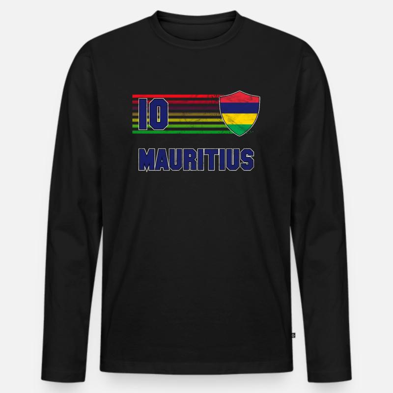 Mauritius - Männer Premium Bio Langarmshirt - Schwarz