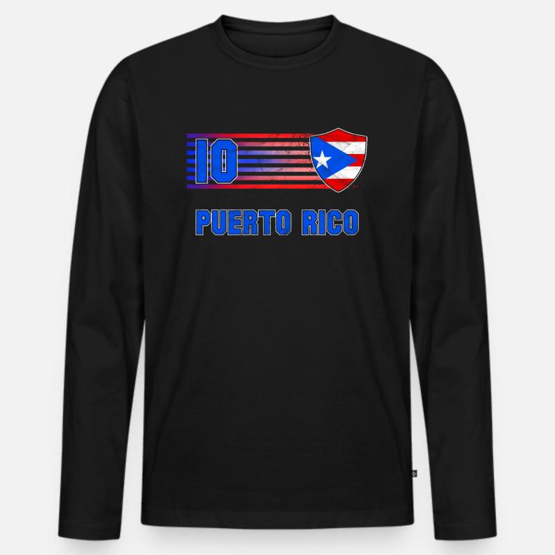 Puerto Rico - Männer Premium Bio Langarmshirt - Schwarz