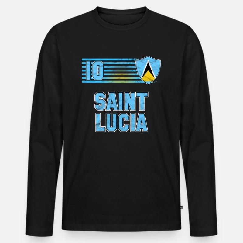 St. Lucia - Männer Premium Bio Langarmshirt - Schwarz