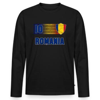 Romania - Men's Premium Organic Long Sleeve Shirt - black - Front - Nico (187cm)