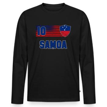 Samoa - Men's Premium Organic Long Sleeve Shirt - black - Front - Nico (187cm)