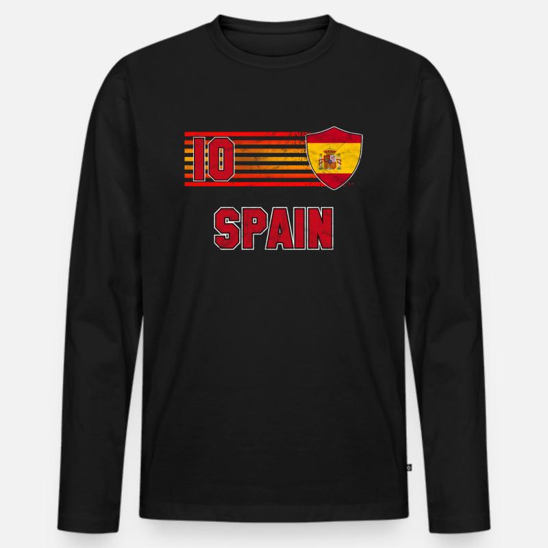 Spanien - Männer Premium Bio Langarmshirt - Schwarz