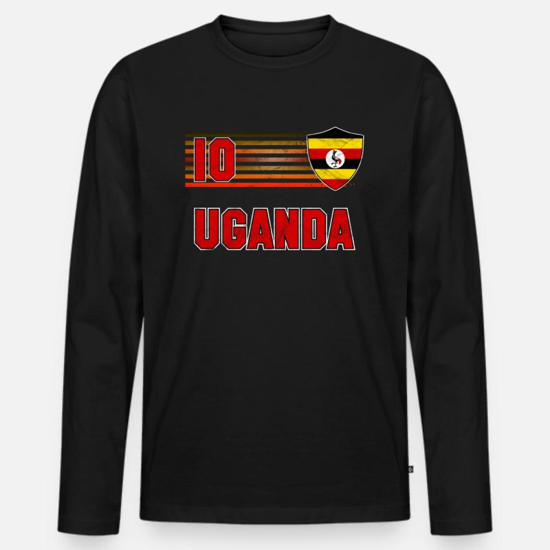 Uganda - Männer Premium Bio Langarmshirt - Schwarz