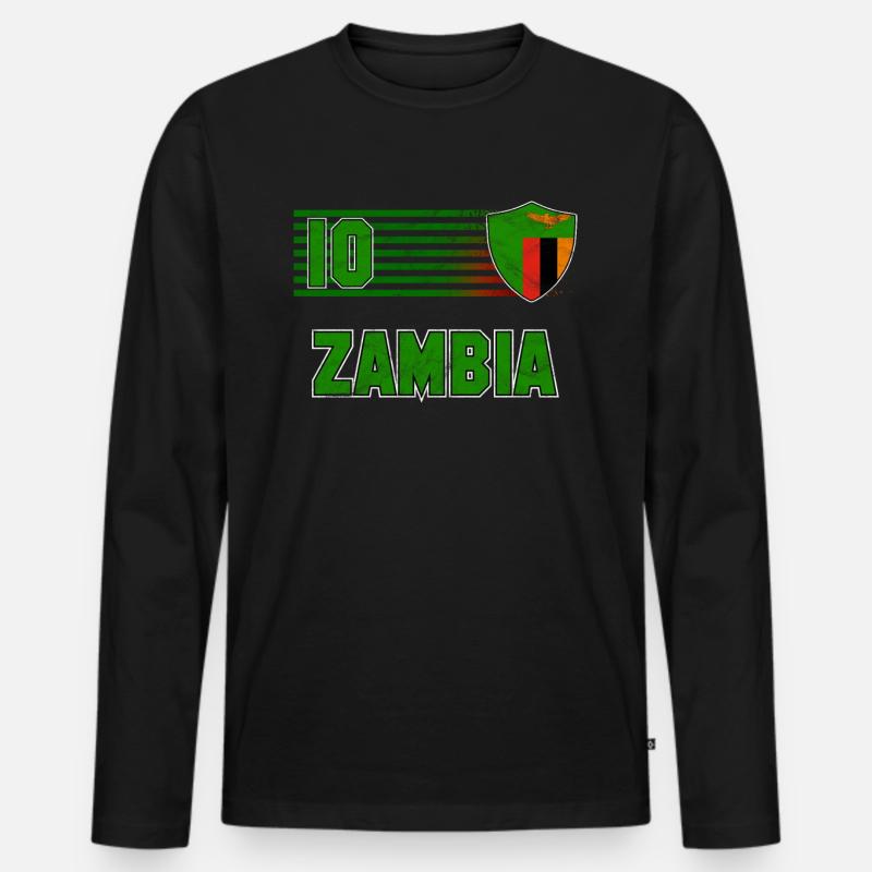 Sambia - Männer Premium Bio Langarmshirt - Schwarz