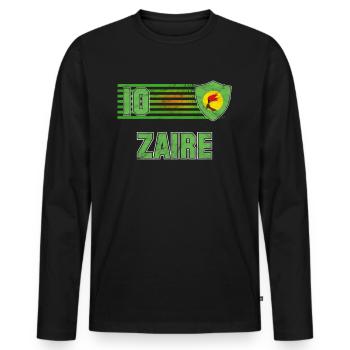 Zaire - Männer Premium Bio Langarmshirt - Schwarz - Vorne - Nico (187cm)