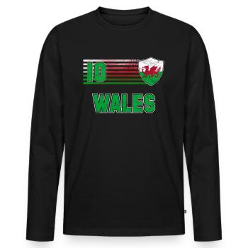 Wales - Männer Premium Bio Langarmshirt - Schwarz - Vorne - Nico (187cm)