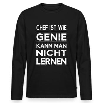 Chef Boss Vorgesetzter Genie lustiger Spruch - Männer Premium Bio Langarmshirt - Schwarz - Vorne - Nico (187cm)