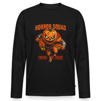 Horror Squad Halloween Pumpkin Monster Trick & Treat - T-shirt manches longues Premium bio Homme - noir - Devant - Nico (187cm)