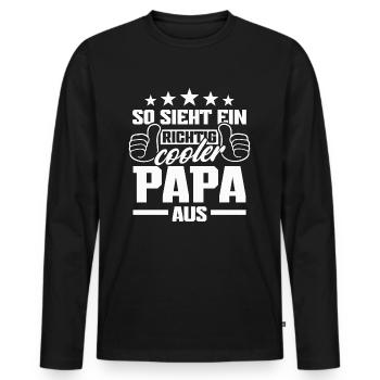 So sieht ein richtig cooler Papa aus - Männer Premium Bio Langarmshirt - Schwarz - Vorne - Nico (187cm)