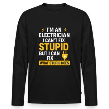 Electrician with a sense of humour and a sense of reality - Men's Premium Organic Long Sleeve Shirt - black - Front - Nico (187cm)