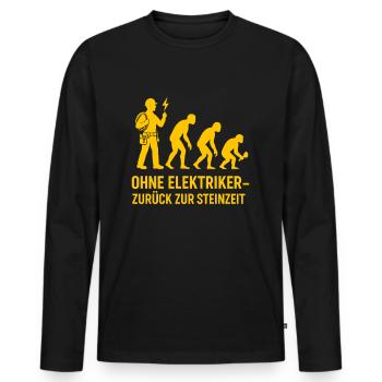 Ohne Elektriker zurück zur Steinzeit - Männer Premium Bio Langarmshirt - Schwarz - Vorne - Nico (187cm)