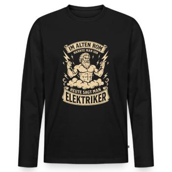 Elektriker als Zeus des Alltags - Männer Premium Bio Langarmshirt - Schwarz - Vorne - Nico (187cm)