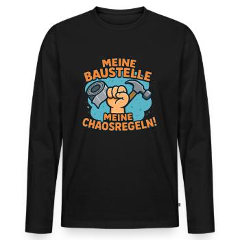 Meine Baustelle – Meine Chaosregeln - Männer Premium Bio Langarmshirt - Schwarz - Vorne - Nico (187cm)