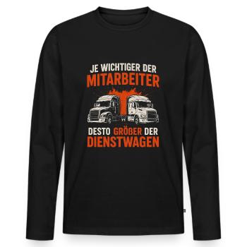 Großer LKW – großer Einfluss - Männer Premium Bio Langarmshirt - Schwarz - Vorne - Nico (187cm)