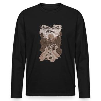 Never Walk Alone with Dog Motif - Men's Premium Organic Long Sleeve Shirt - black - Front - Nico (187cm)