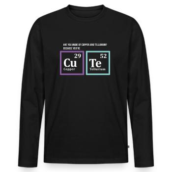 Made of copper and tellurium? Because you're CuTe! - Men's Premium Organic Long Sleeve Shirt - black - Front - Nico (187cm)