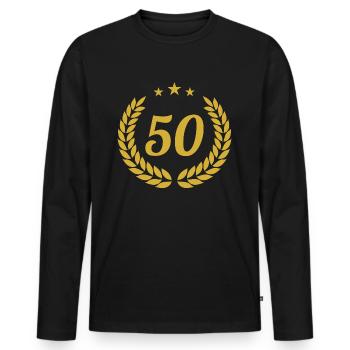 Goldene Hochzeit 50. Geburtstag Jubiläum - Männer Premium Bio Langarmshirt - Schwarz - Vorne - Nico (187cm)