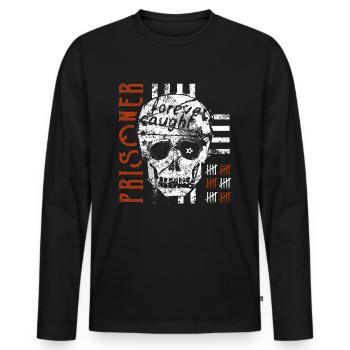 Totenkopf Biker Prisoner T-Shirt - Männer Premium Bio Langarmshirt - Schwarz - Vorne - Nico (187cm)