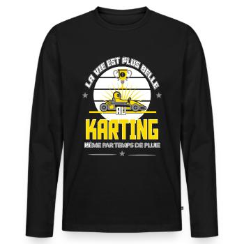 Karting - T-shirt manches longues Premium bio Homme - noir - Devant - Nico (187cm)