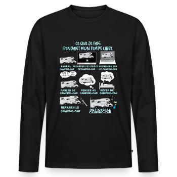 Camping car - T-shirt manches longues Premium bio Homme - noir - Devant - Nico (187cm)