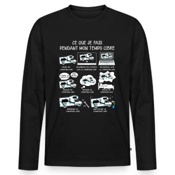 Camping-car passion - T-shirt manches longues Premium bio Homme - noir - Devant - Nico (187cm)