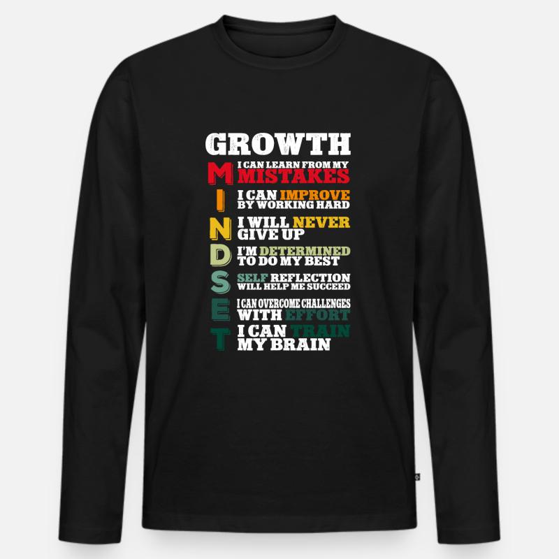 Teacher Growth Mindset - Männer Premium Bio Langarmshirt - Schwarz