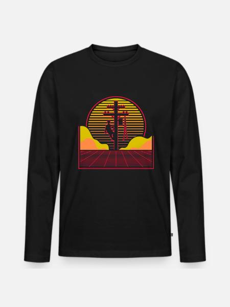 Vaporwave Retro Lineman - T-shirt manches longues Premium bio Homme - noir