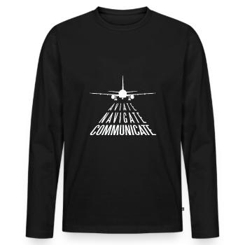 Aviate Navigate Communicate aviation offer - Men's Premium Organic Long Sleeve Shirt - black - Front - Nico (187cm)