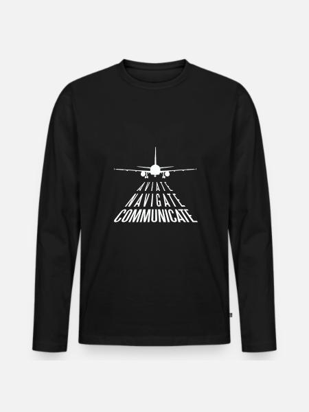 Aviate Navigate Communicate aviation offer - Men's Premium Organic Long Sleeve Shirt - black