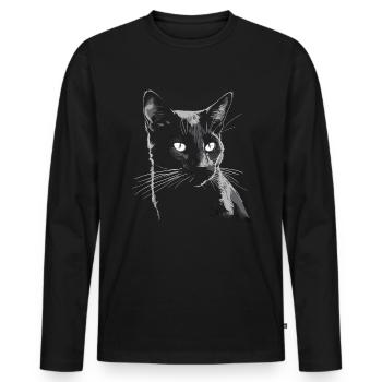 Black Cat Bombay Cat Outfit pour - T-shirt manches longues Premium bio Homme - noir - Devant - Nico (187cm)