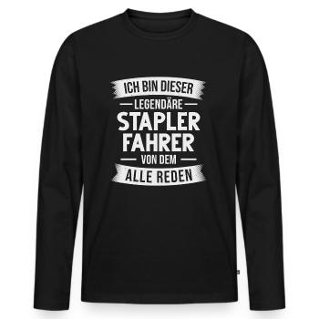 Staplerfahrer Lagerarbeiter Gabelstapler Lagerist - Männer Premium Bio Langarmshirt - Schwarz - Vorne - Nico (187cm)