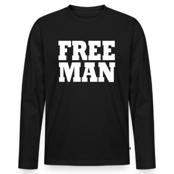 Free man t shirt homme libre - T-shirt manches longues Premium bio Homme - noir - Devant - Nico (187cm)