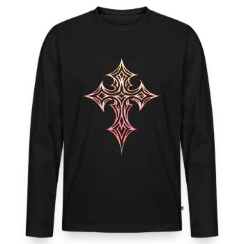 Croix gothique Y2K Emo Croix Gothique Esthétique Tribal - T-shirt manches longues Premium bio Homme - noir - Devant - Nico (187cm)