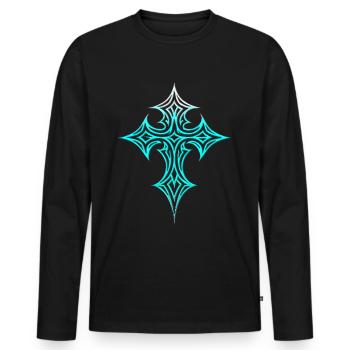 Croix gothique Y2K Emo Croix Gothique Esthétique Tribal - T-shirt manches longues Premium bio Homme - noir - Devant - Nico (187cm)