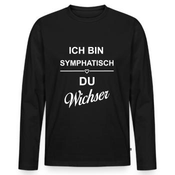 Je suis symphatique espèce de sarcasme humour - T-shirt manches longues Premium bio Homme - noir - Devant - Nico (187cm)