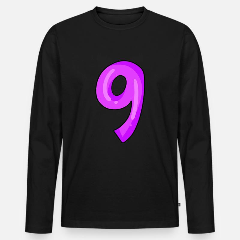 Nummer 9 - Männer Premium Bio Langarmshirt - Schwarz
