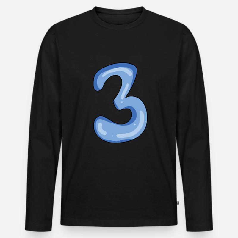 3 - Männer Premium Bio Langarmshirt - Schwarz