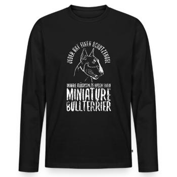 Miniatur Bullterrier Schutzengel Wachhund - Männer Premium Bio Langarmshirt - Schwarz - Vorne - Nico (187cm)