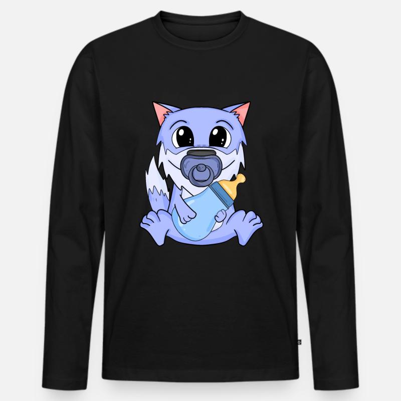 Baby Wolf - Männer Premium Bio Langarmshirt - Schwarz