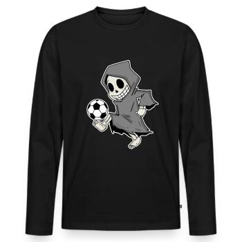 Grim Reaper avec le football - T-shirt manches longues Premium bio Homme - noir - Devant - Nico (187cm)