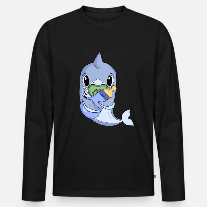 Baby Junge Hai - Männer Premium Bio Langarmshirt - Schwarz