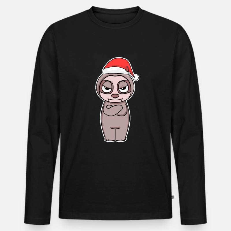 Faultier Weihnachten - Männer Premium Bio Langarmshirt - Schwarz