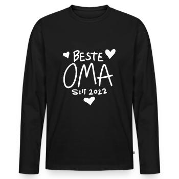 Oma 2022 - Werdende Oma 2022 - Männer Premium Bio Langarmshirt - Schwarz - Vorne - Nico (187cm)
