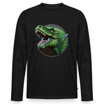 Tyrannosaure féroce et T-Rex préhistorique - T-shirt manches longues Premium bio Homme - noir - Devant - Nico (187cm)
