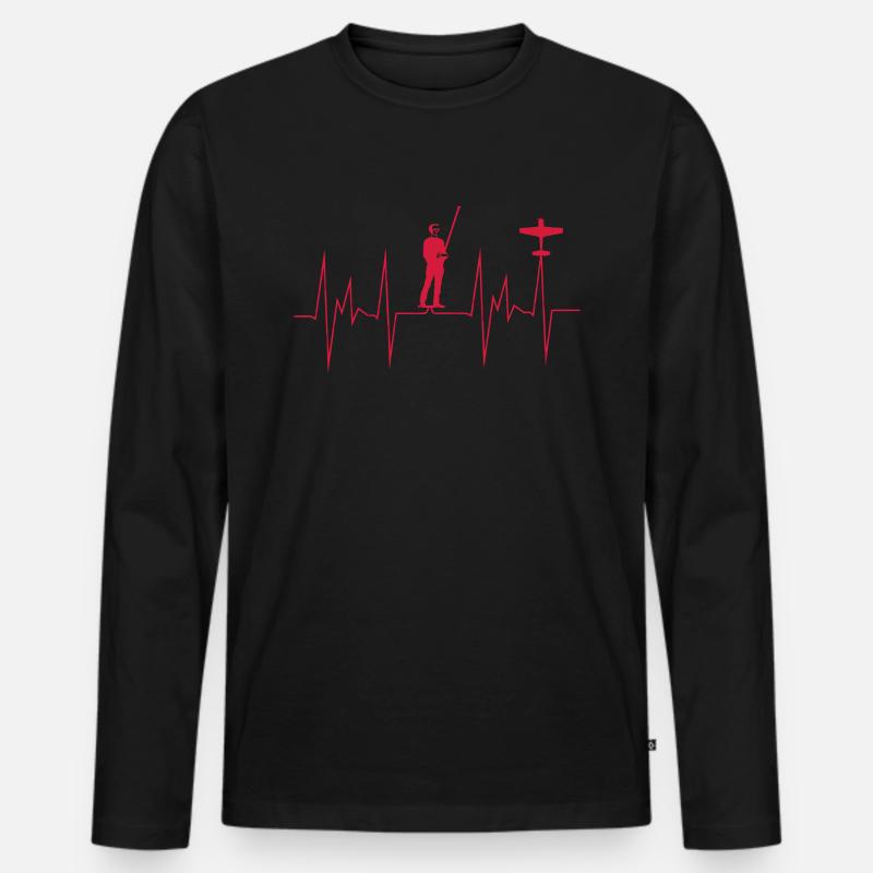 herzschlag modellflug - Männer Premium Bio Langarmshirt - Schwarz